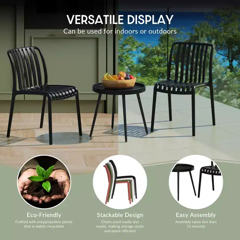 WestinTrends Playa Ensemble mobilier de bistrot/balcon 3 pièces pour patio extérieur avec chaises empilables