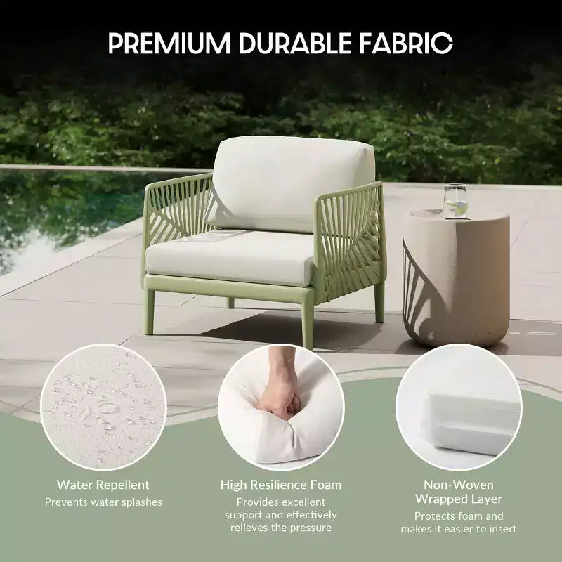 WestinTrends Playa Fauteuil de club d'extérieur moderne en résine de polypropylène pour patio (lot de 2), vert