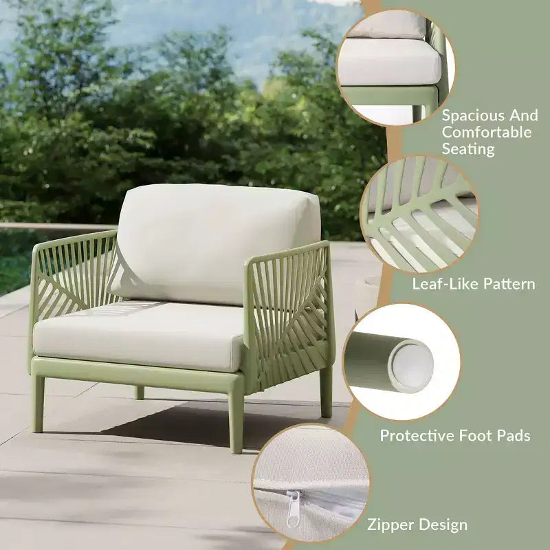 WestinTrends Playa Fauteuil de club d'extérieur moderne en résine de polypropylène pour patio (lot de 2), vert