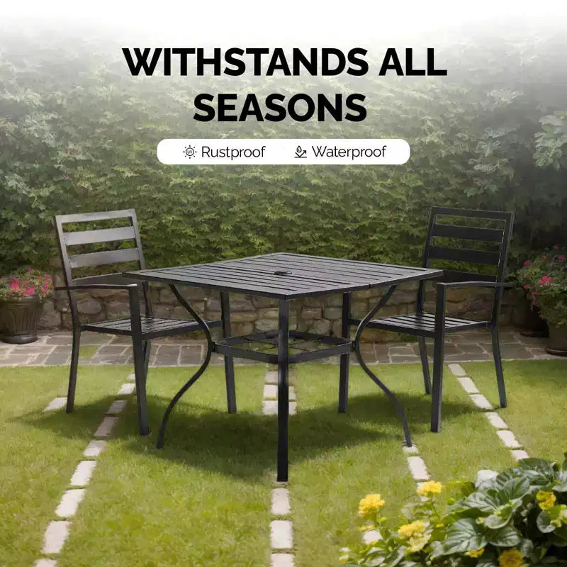 Karl Home | Chaises de salle à manger empilables de patio en acier (lot de 4)