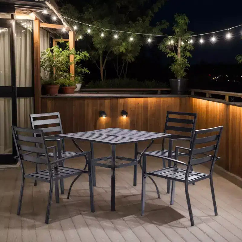 Karl Home | Chaises de salle à manger empilables de patio en acier (lot de 4)