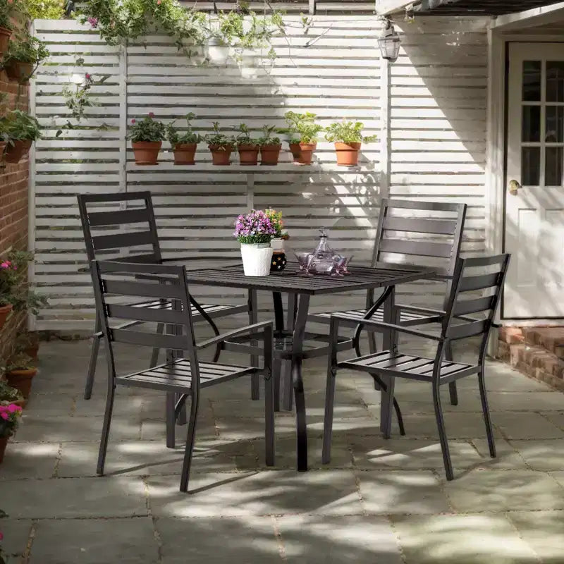 Karl Home | Chaises de salle à manger empilables de patio en acier (lot de 4)