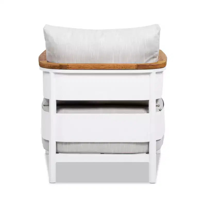 Fauteuil de patio Jennifer Taylor Home Rhodes 29 en teck et aluminium tapissé, chenille gris bouleau