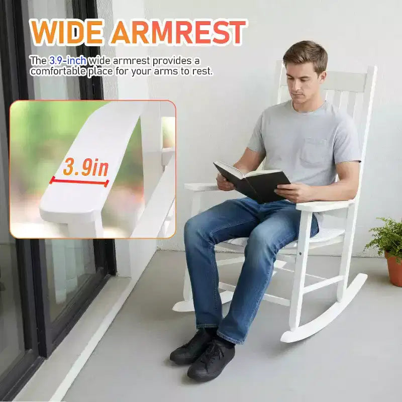 BestMassage Fauteuil à Bascule Extérieur Classique en Bois pour Patio