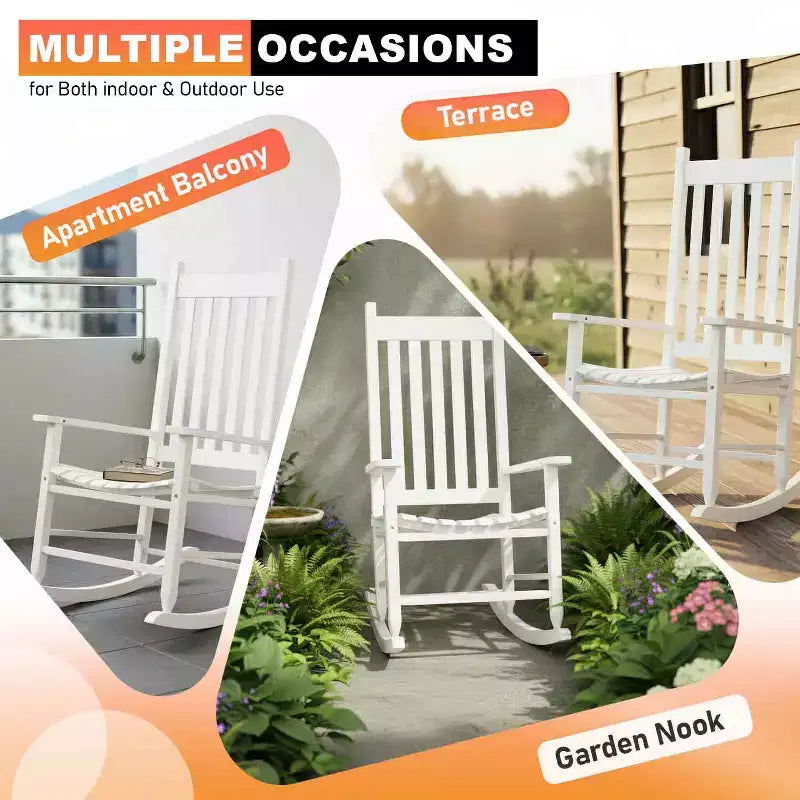 BestMassage Fauteuil à Bascule Extérieur Classique en Bois pour Patio