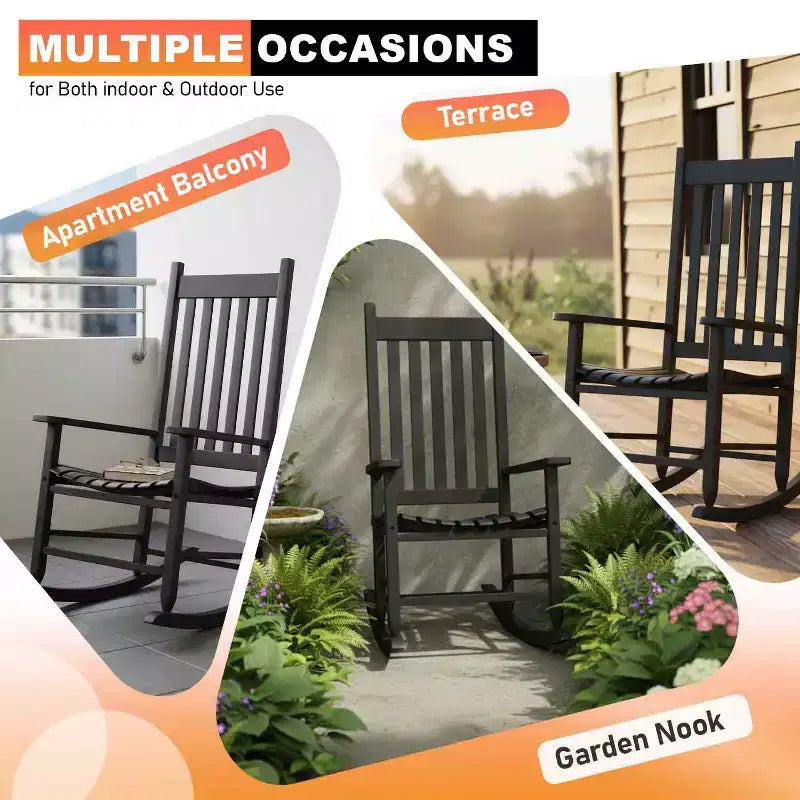 BestMassage Fauteuil à Bascule Extérieur Classique en Bois pour Patio