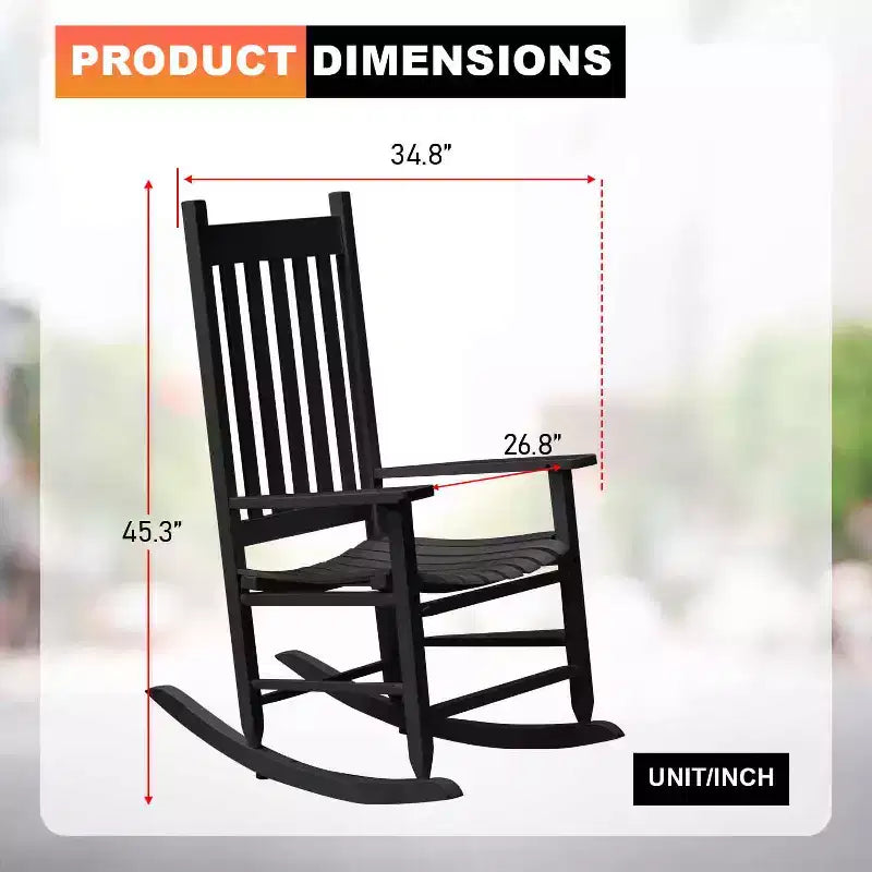 BestMassage Fauteuil à Bascule Extérieur Classique en Bois pour Patio