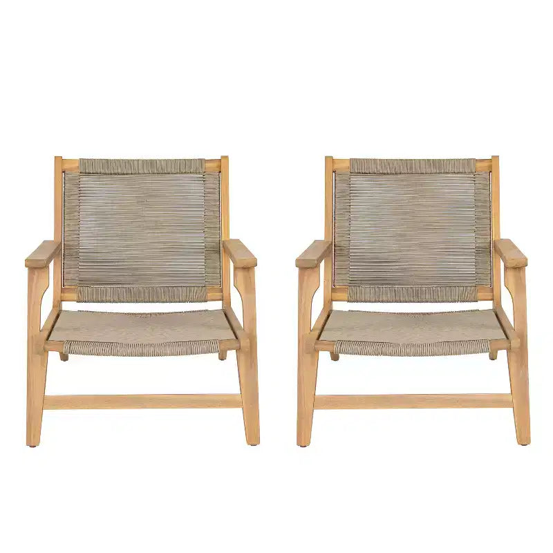 Christopher Knight Home Jana Chaise de salon d'extérieur en bois d'acacia tressé (Lot de 2)