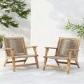 Christopher Knight Home Jana Outdoor Rope Weave Acacia Wood Lounge Accent Chair (Set of 2)