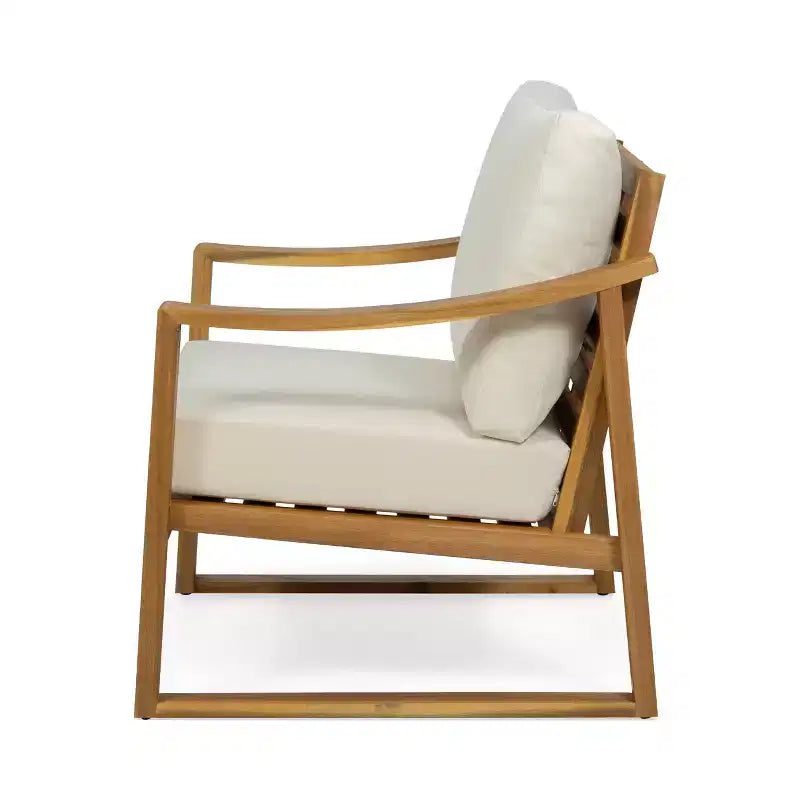 Fauteuil de club d'extérieur Samwell en bois d'acacia avec coussin Christopher Knight Home