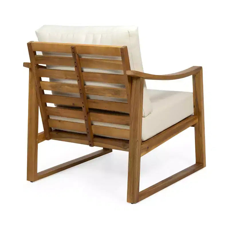 Fauteuil de club d'extérieur Samwell en bois d'acacia avec coussin Christopher Knight Home