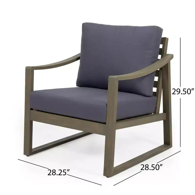 Fauteuil de club d'extérieur Samwell en bois d'acacia avec coussin Christopher Knight Home