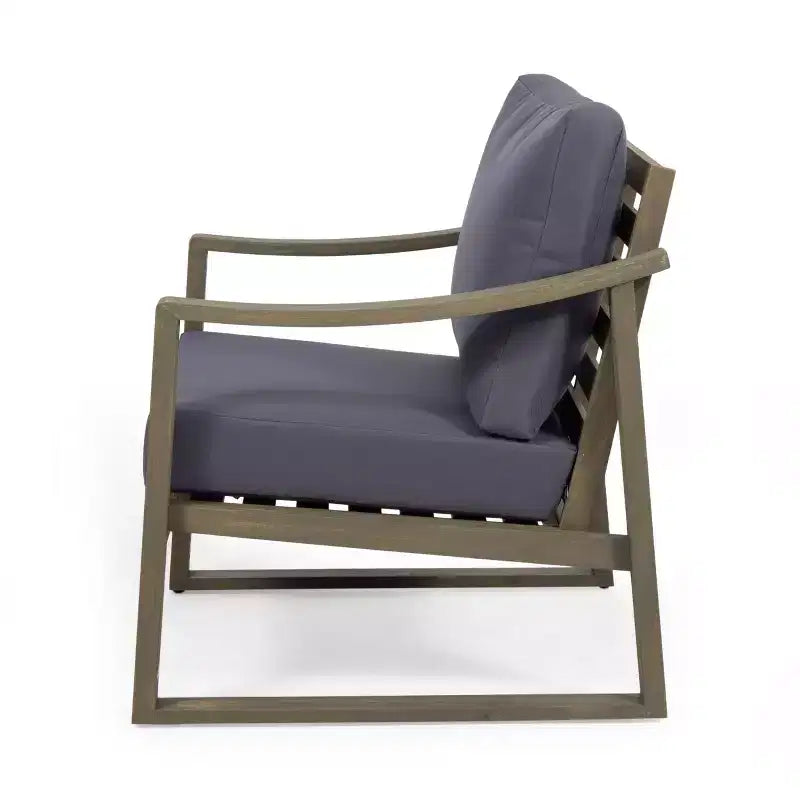 Fauteuil de club d'extérieur Samwell en bois d'acacia avec coussin Christopher Knight Home