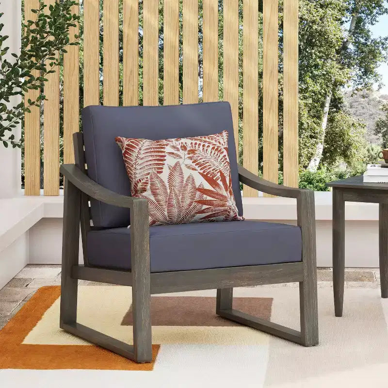 Christopher Knight Home Samwell Outdoor Acacia Wood Club Chair with Cushion