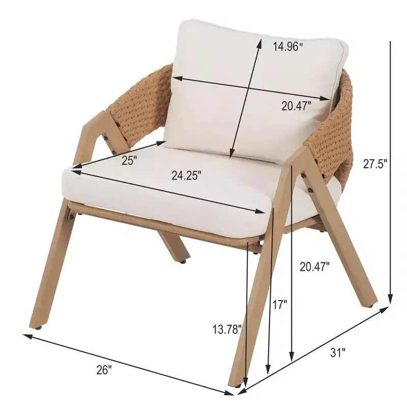 Christopher Knight Home Kaia Chaises d'appoint modernes en métal et rotin rembourrées avec finition aspect bois (Lot de 2)