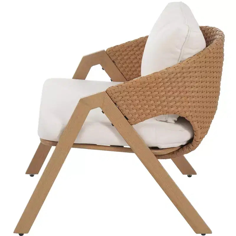 Christopher Knight Home Kaia Chaises d'appoint modernes en métal et rotin rembourrées avec finition aspect bois (Lot de 2)