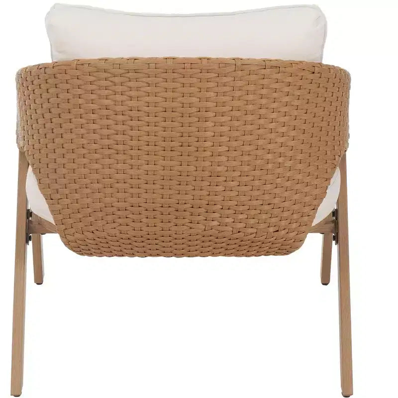 Christopher Knight Home Kaia Chaises d'appoint modernes en métal et rotin rembourrées avec finition aspect bois (Lot de 2)