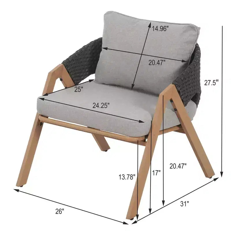 Christopher Knight Home Kaia Chaises d'appoint modernes en métal et rotin rembourrées avec finition aspect bois (Lot de 2)