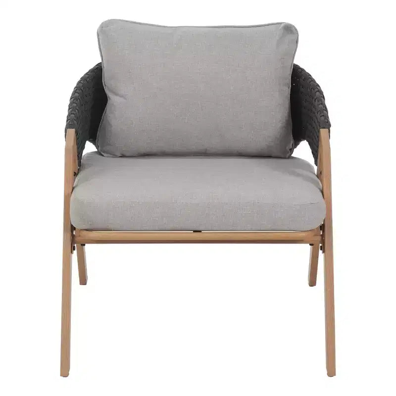 Christopher Knight Home Kaia Chaises d'appoint modernes en métal et rotin rembourrées avec finition aspect bois (Lot de 2)