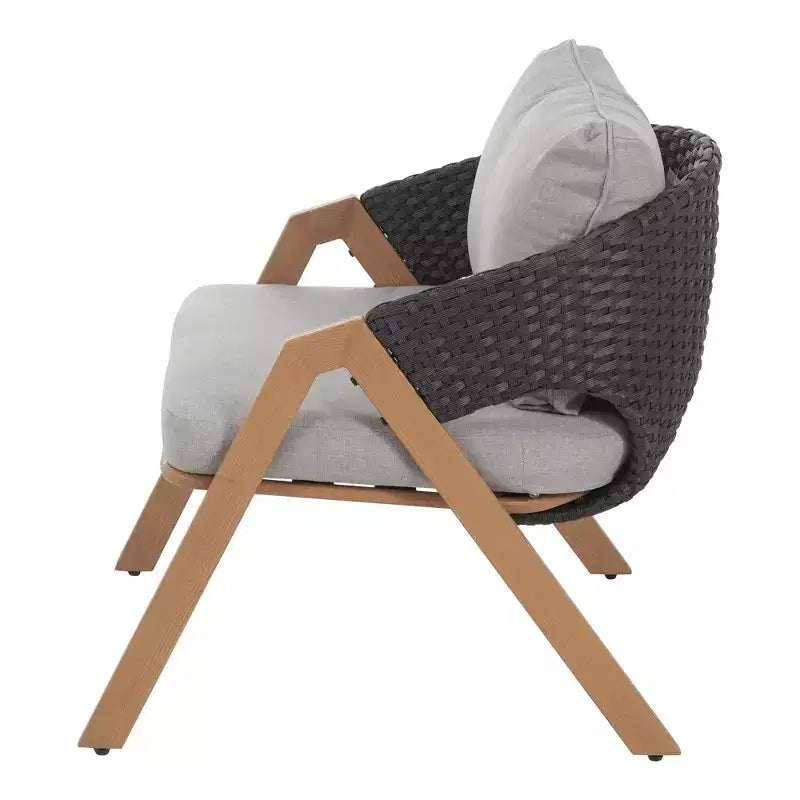 Christopher Knight Home Kaia Chaises d'appoint modernes en métal et rotin rembourrées avec finition aspect bois (Lot de 2)