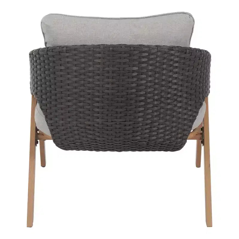 Christopher Knight Home Kaia Chaises d'appoint modernes en métal et rotin rembourrées avec finition aspect bois (Lot de 2)