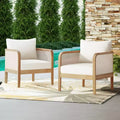Christopher Knight Home Larci Modern Outdoor Acacia Wood Club Chair with Cushions, Beige/Teak