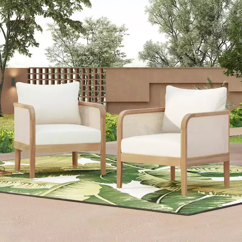 Christopher Knight Home Larci Fauteuil de jardin moderne en acacia avec coussins, beige/teck