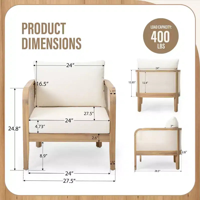 Christopher Knight Home Larci Fauteuil de jardin moderne en acacia avec coussins, beige/teck