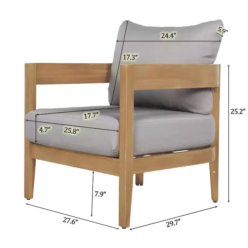 Christopher Knight Home Brooklyn Chaises de club d'extérieur en bois d'acacia avec coussins (lot de 2)