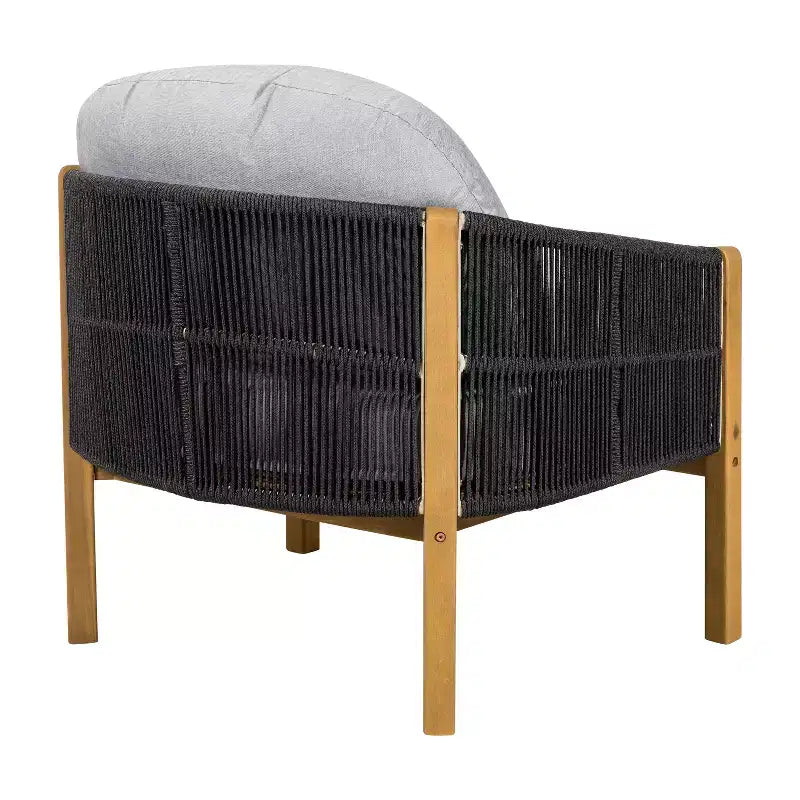 Christopher Knight Home Tatum Fauteuil de jardin en bois d'acacia avec dossier en corde tressée et coussins