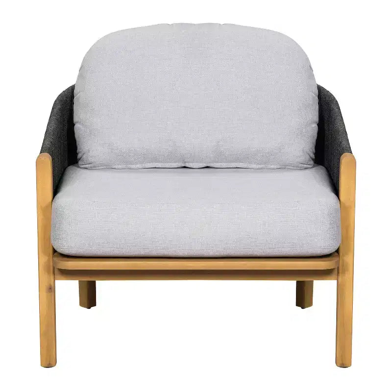 Christopher Knight Home Tatum Fauteuil de jardin en bois d'acacia avec dossier en corde tressée et coussins