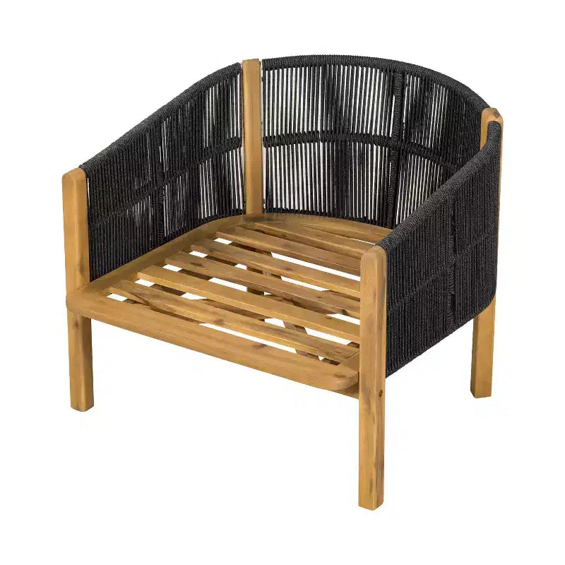 Christopher Knight Home Tatum Fauteuil de jardin en bois d'acacia avec dossier en corde tressée et coussins