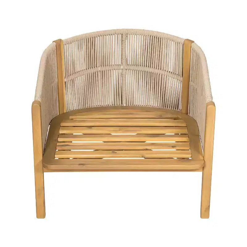 Christopher Knight Home Tatum Fauteuil de jardin en bois d'acacia avec dossier en corde tressée et coussins