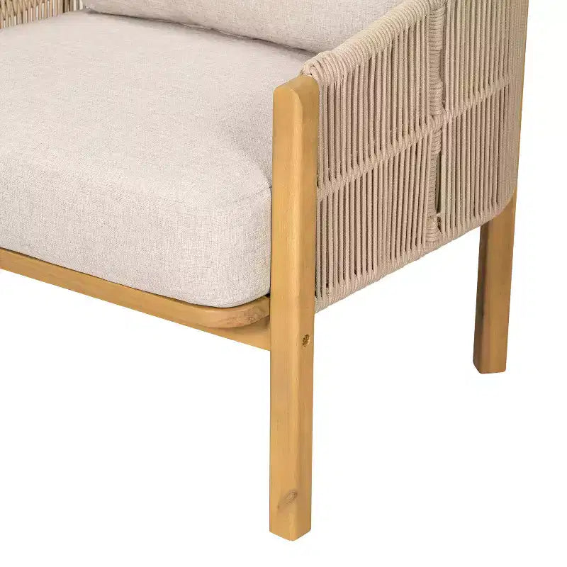 Christopher Knight Home Tatum Fauteuil de jardin en bois d'acacia avec dossier en corde tressée et coussins