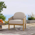 Christopher Knight Home Tatum Outdoor Acacia Wood Club Chair with Woven Rope Backrest and Cushions