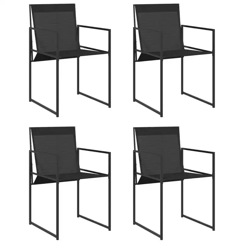 vidaXL Patio Chairs 4 pcs Black Steel and Textilene
