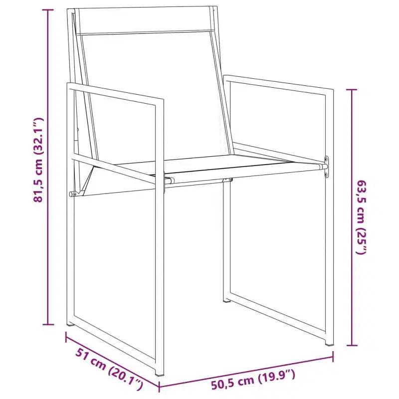 vidaXL Chaises de jardin 4 pcs Noir Acier et textilène