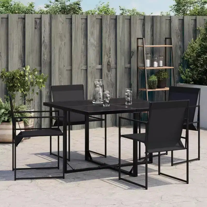vidaXL Chaises de jardin 4 pcs Noir Acier et textilène