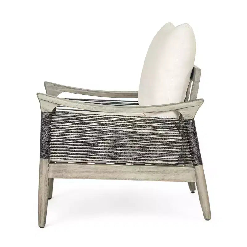 Christopher Knight Home Amos - Chaises de club d'extérieur en bois d'acacia et corde tressée avec coussin épais (lot de 2)