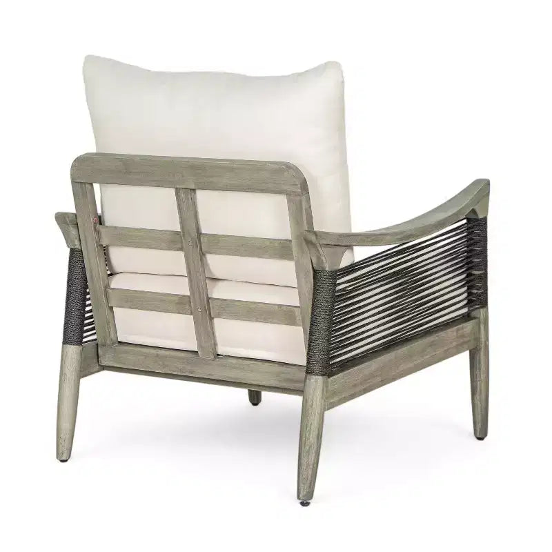 Christopher Knight Home Amos - Chaises de club d'extérieur en bois d'acacia et corde tressée avec coussin épais (lot de 2)