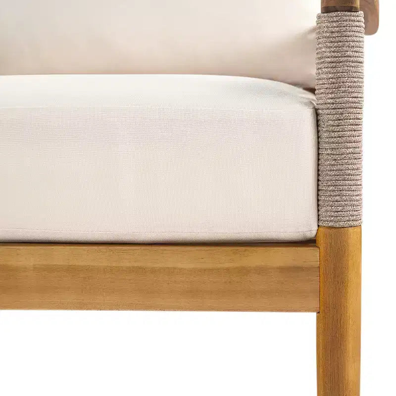 Christopher Knight Home Amos - Chaises de club d'extérieur en bois d'acacia et corde tressée avec coussin épais (lot de 2)