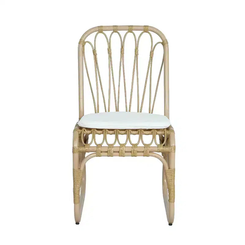 Chaises d'appoint de patio en osier PE Okak Boho, chaises de salle à manger rembourrées, lot de 2, chaises de jardin en rotin pour arrière-cour, jardin et patio, max 180 kg
