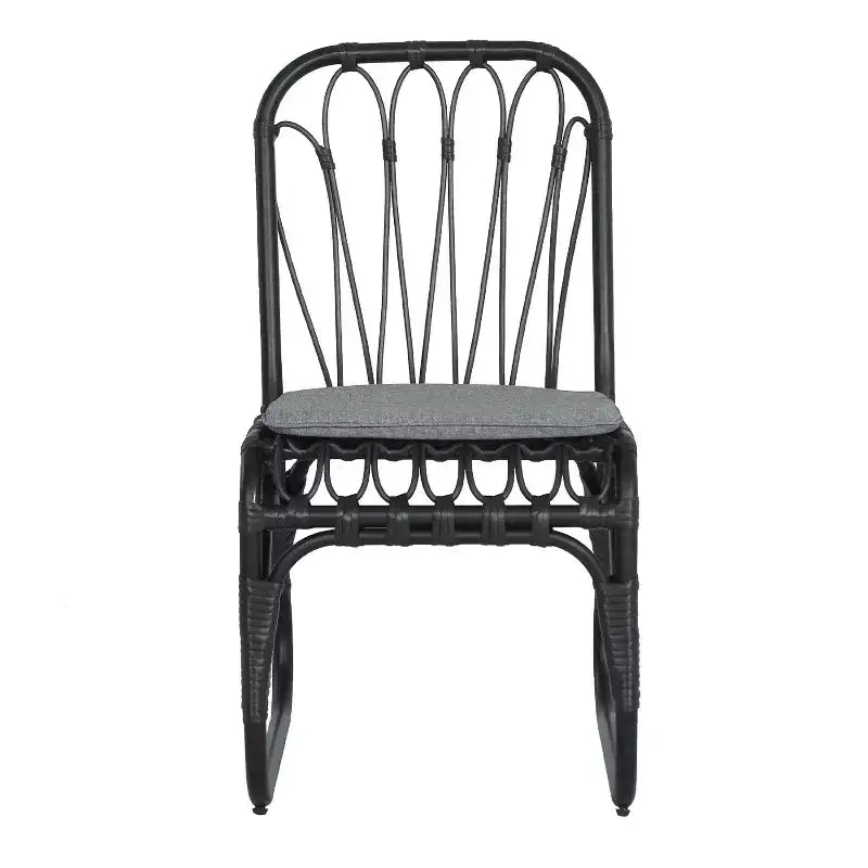 Chaises d'appoint de patio en osier PE Okak Boho, chaises de salle à manger rembourrées, lot de 2, chaises de jardin en rotin pour arrière-cour, jardin et patio, max 180 kg