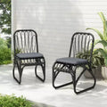 Okak Boho PE Wicker Patio Accent Chairs Upholstered Dining Chairs,Set of 2,Outdoor Rattan Chairs for Backyard,Garden&Patio,,400lbs Max