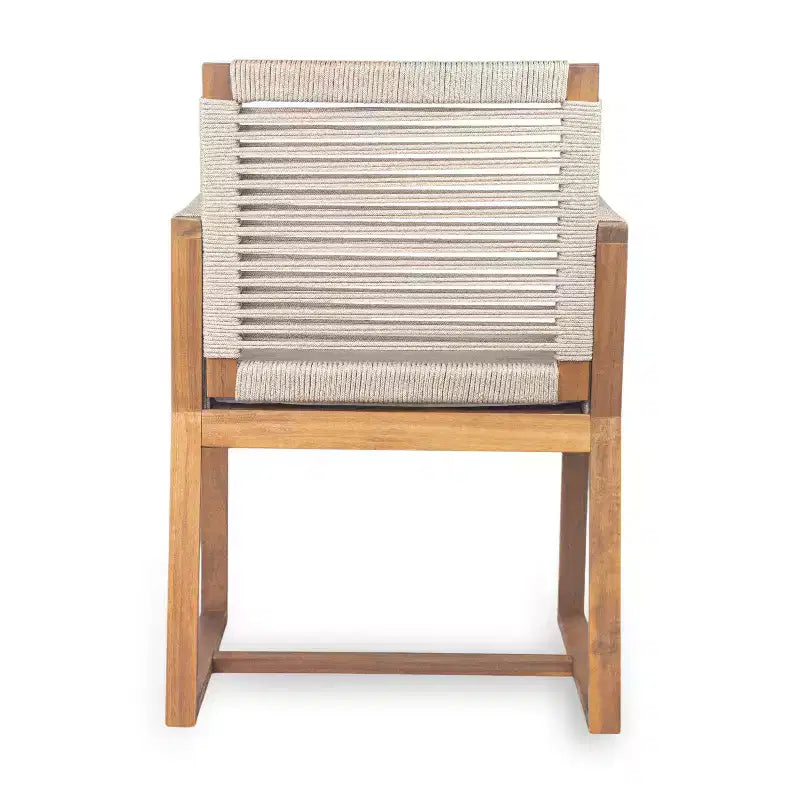Okak Chaises d'appoint d'extérieur Bohème en Acacia Chaises de salle à manger en corde tressée,Lot de 2,Fauteuils de patio avec coussin lavable pour le jardin,Charge maximale 180 kg