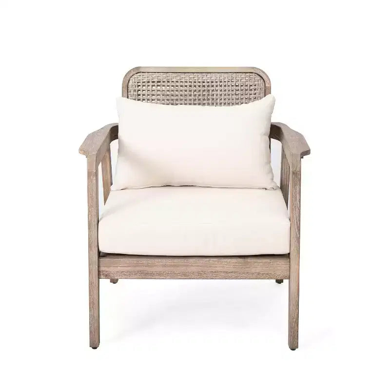 Fauteuils d'appoint d'extérieur style bohème Okak Fauteuils club rembourrés, ensemble de 1/2, siège de conversation en acacia pour patio, véranda, jardin et arrière-cour, 180 kg max.