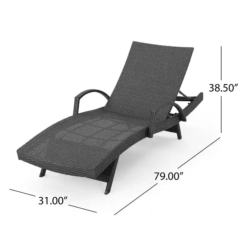 Christopher Knight Home Salem Ensemble de 3 chaises longues réglables en osier avec table d'appoint