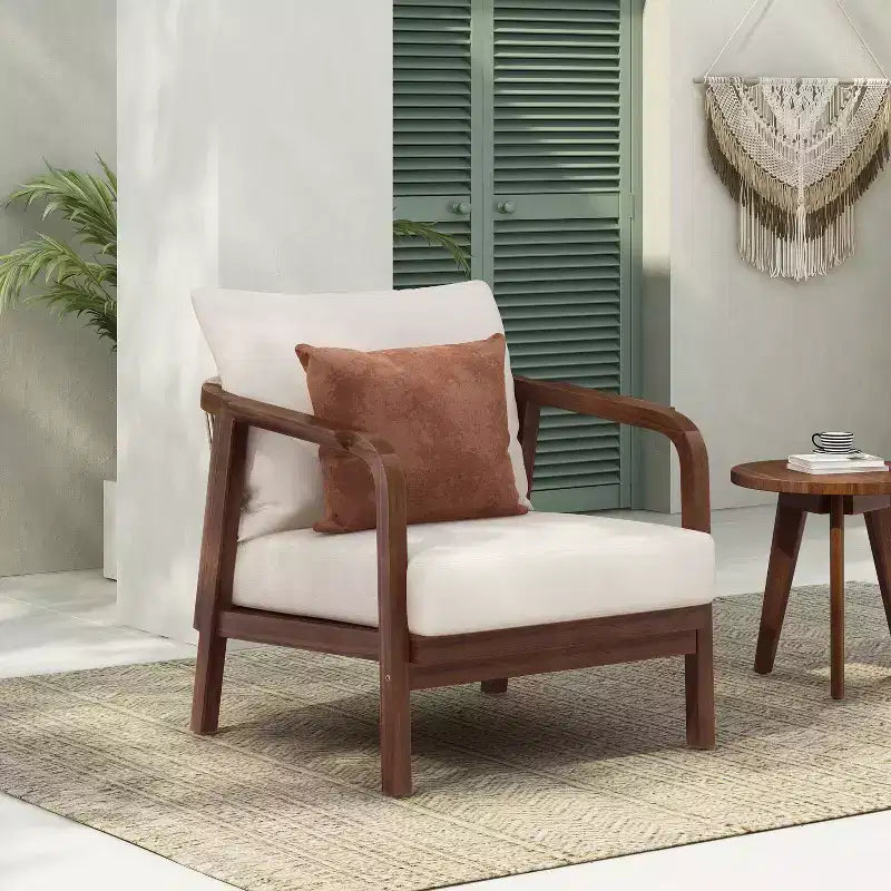 Okak 16 Fauteuil d'extérieur Bohème Chaise de Club en Acacia avec Dossier Tressé, Lot de 1/2, Fauteuil de Salon de Jardin pour Porche, Jardin, Cour Arrière, 180 kg Max