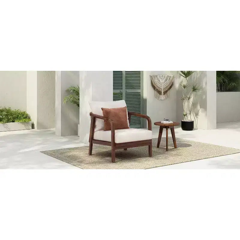 Okak 16 Fauteuil d'extérieur Bohème Chaise de Club en Acacia avec Dossier Tressé, Lot de 1/2, Fauteuil de Salon de Jardin pour Porche, Jardin, Cour Arrière, 180 kg Max