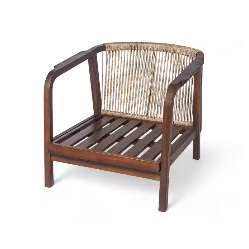 Okak 16 Fauteuil d'extérieur Bohème Chaise de Club en Acacia avec Dossier Tressé, Lot de 1/2, Fauteuil de Salon de Jardin pour Porche, Jardin, Cour Arrière, 180 kg Max